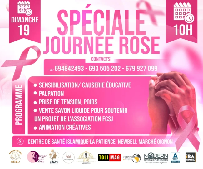 Femmes de New Bell participant à la Journée Rose pour la prévention du cancer du sein, symbole d’amour, de solidarité et d’espoir au Cameroun.